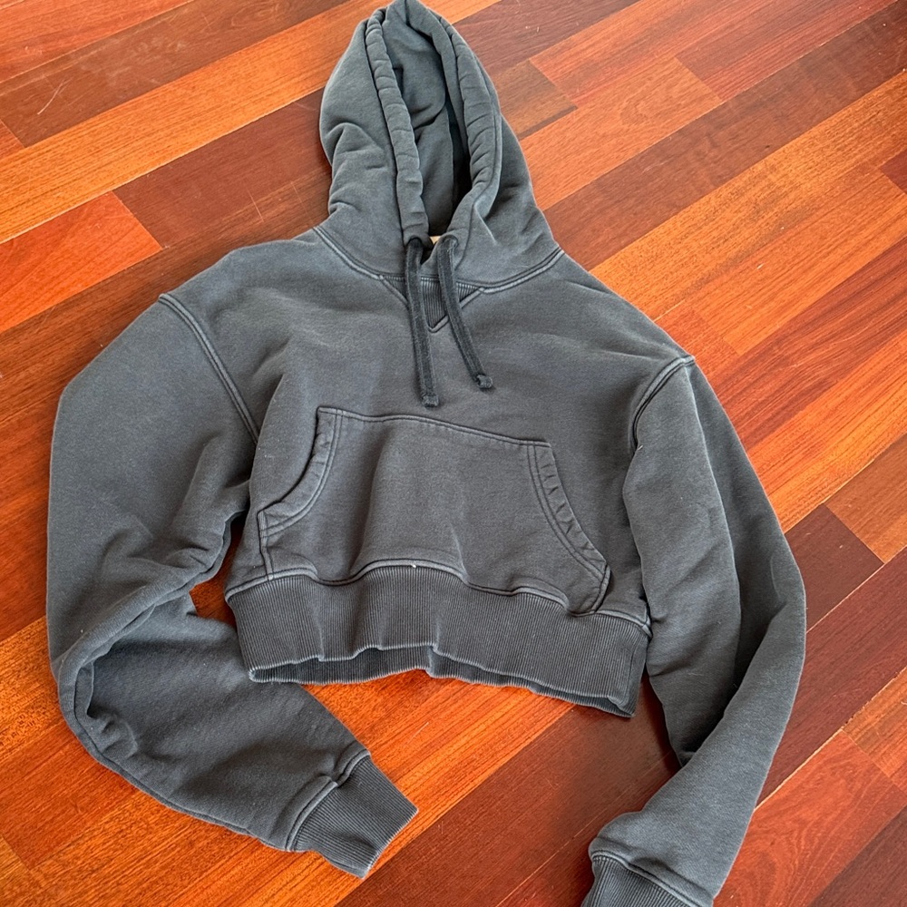 Women's Black Cropped Hoodie